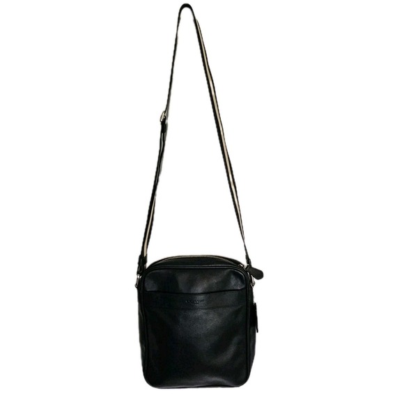 COACH Charles Leather Flight Bag Navy Blue Tan Shoulder Crossbody A1780-F54782 - Picture 1 of 16